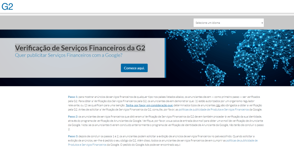 Verificação de Serviços Financeiros da G2